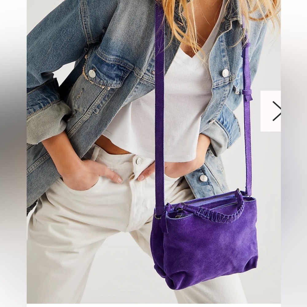 Free People “Cody” Purple Suede Crossbody Purse EUC